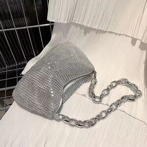 Silver Chain-Strap Evening Bag